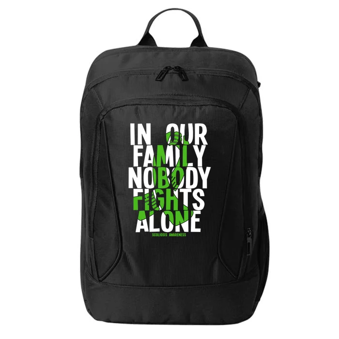 In Our Family Nobody Fights Alone Scoliosis Awareness Cool Gift City Backpack