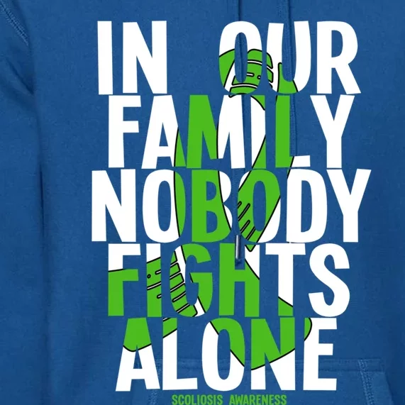 In Our Family Nobody Fights Alone Scoliosis Awareness Cool Gift Premium Hoodie