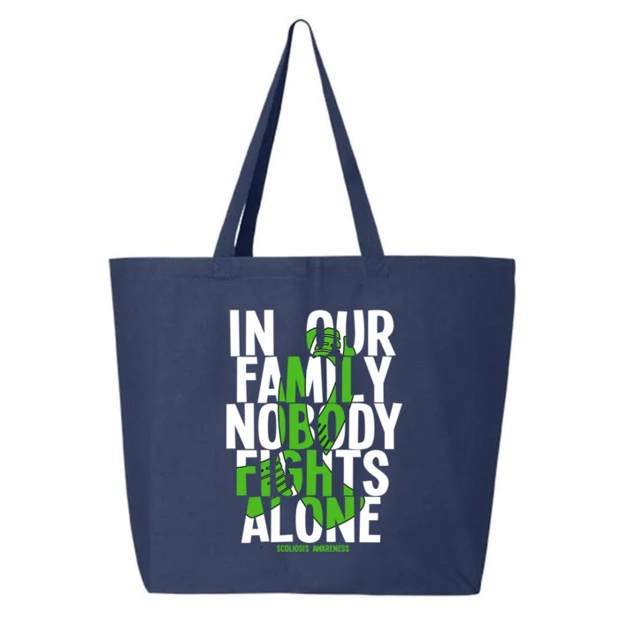 In Our Family Nobody Fights Alone Scoliosis Awareness Cool Gift 25L Jumbo Tote