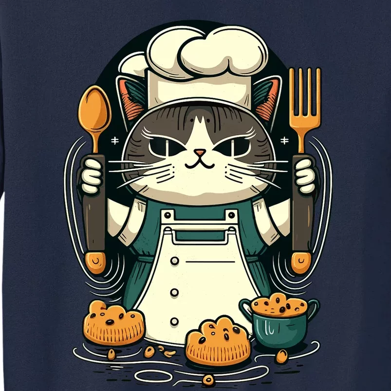 Illustration Of Funny Chef Cat Ready To Cook Tall Sweatshirt