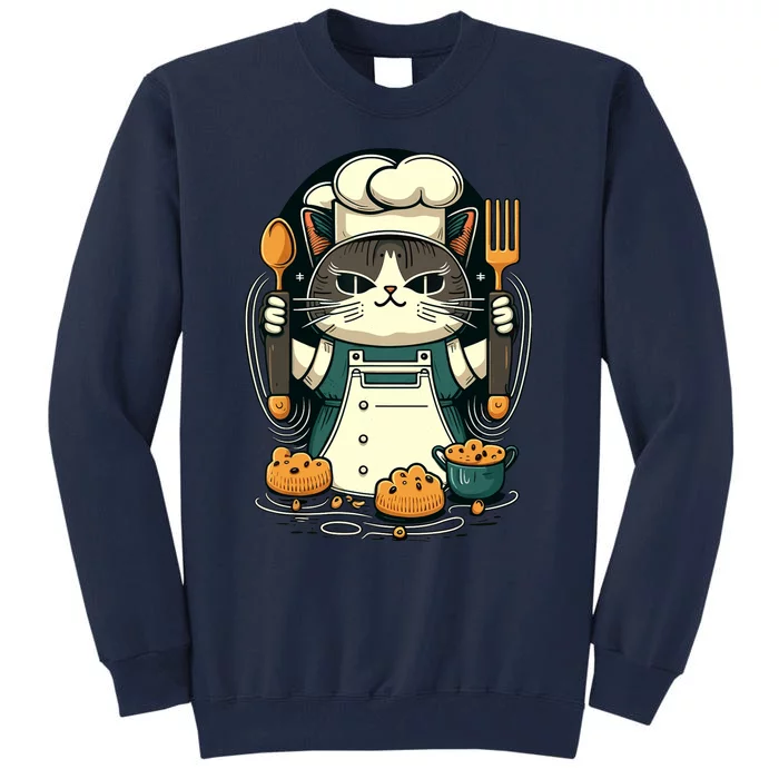 Illustration Of Funny Chef Cat Ready To Cook Tall Sweatshirt