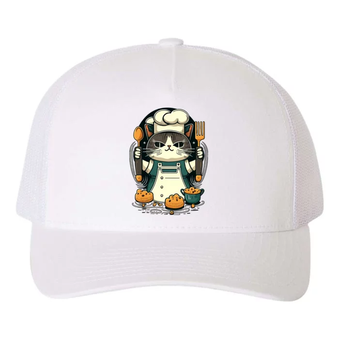 Illustration Of Funny Chef Cat Ready To Cook Yupoong Adult 5-Panel Trucker Hat