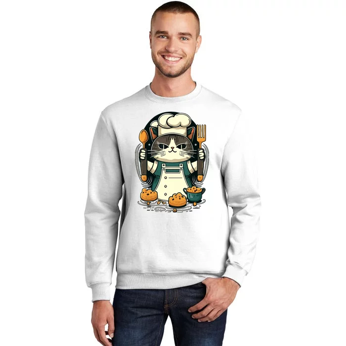 Illustration Of Funny Chef Cat Ready To Cook Sweatshirt