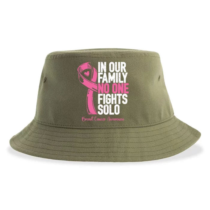 In Our Family No One Fight Solo Breast Cancer Awareness Gift Sustainable Bucket Hat