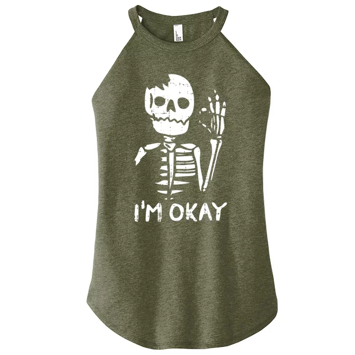 Im Okay Funny Halloween Costume Broken Skeleton Skull Women’s Perfect Tri Rocker Tank