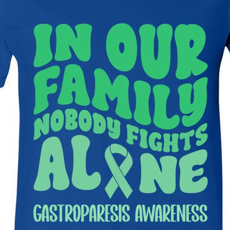 In Our Family Nobody Fights Alone Gastroparesis Awareness Great Gift V-Neck T-Shirt