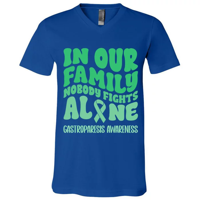 In Our Family Nobody Fights Alone Gastroparesis Awareness Great Gift V-Neck T-Shirt