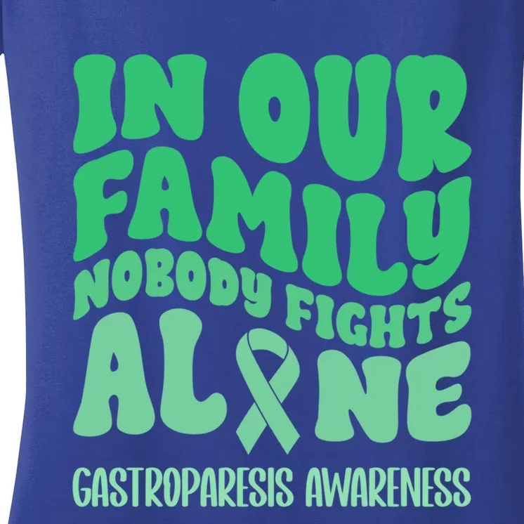 In Our Family Nobody Fights Alone Gastroparesis Awareness Great Gift Women's V-Neck T-Shirt