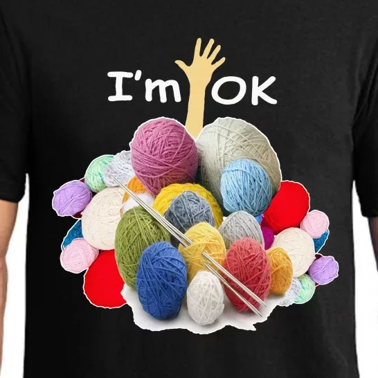 I’m Ok Funny Crochet And Knitting Yarn Mess Pajama Set