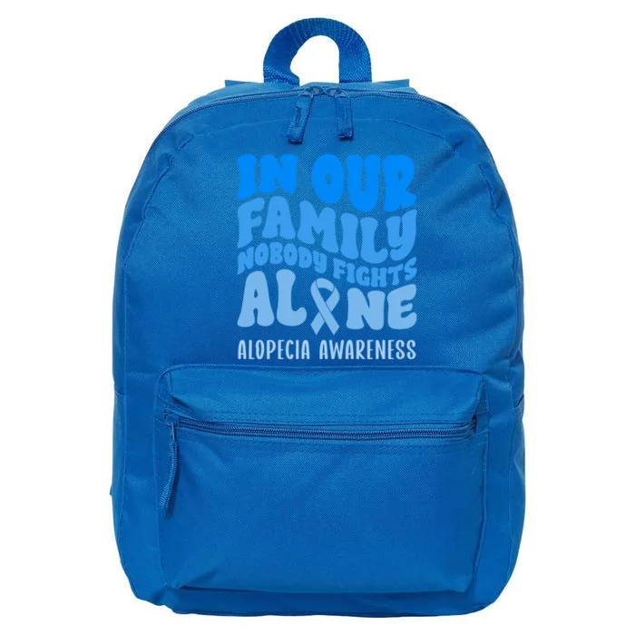 In Our Family Nobody Fights Alone Alopecia Awareness Cute Gift 16 in Basic Backpack