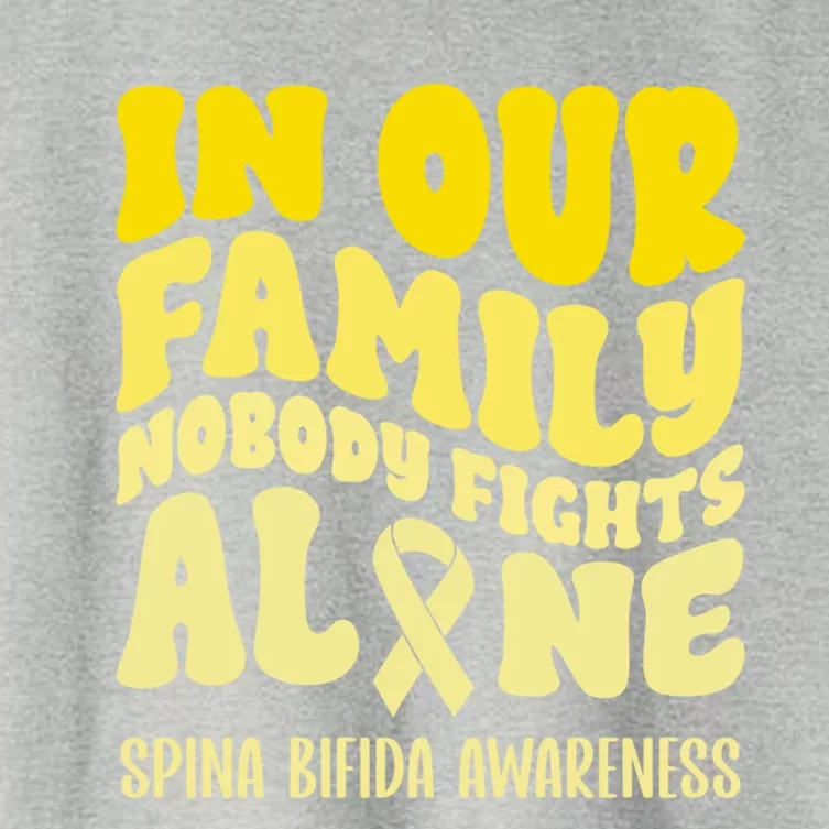 In Our Family Nobody Fights Alone Spina Bifida Gift Women's Crop Top Tee