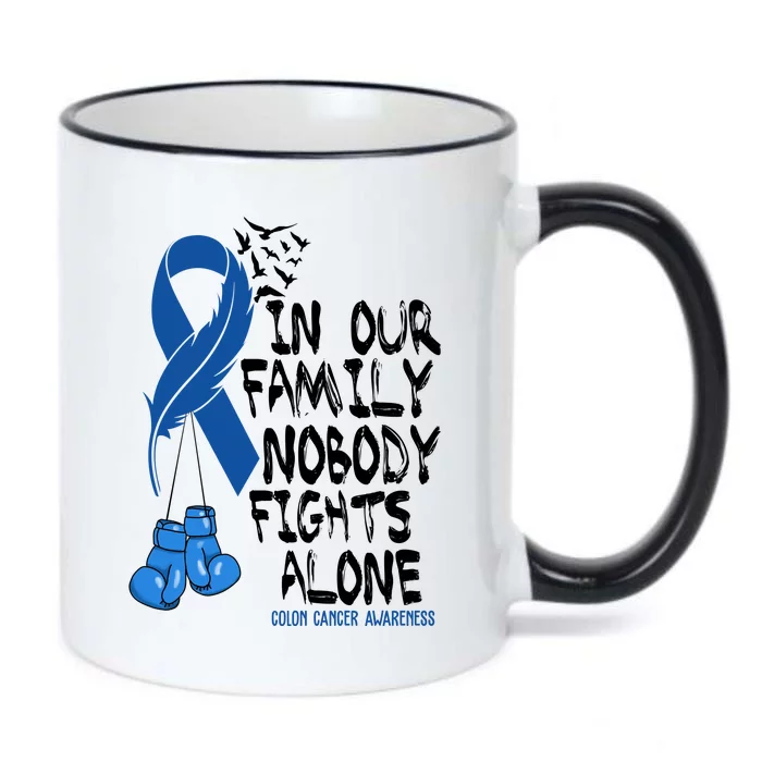 In Our Family Nobody Fights Alone Colon Cancer Awareness Black Color Changing Mug