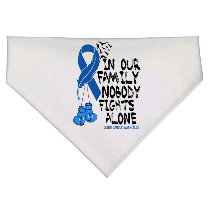 In Our Family Nobody Fights Alone Colon Cancer Awareness USA-Made Doggie Bandana