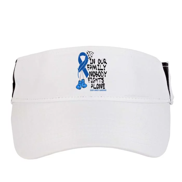 In Our Family Nobody Fights Alone Colon Cancer Awareness Adult Drive Performance Visor