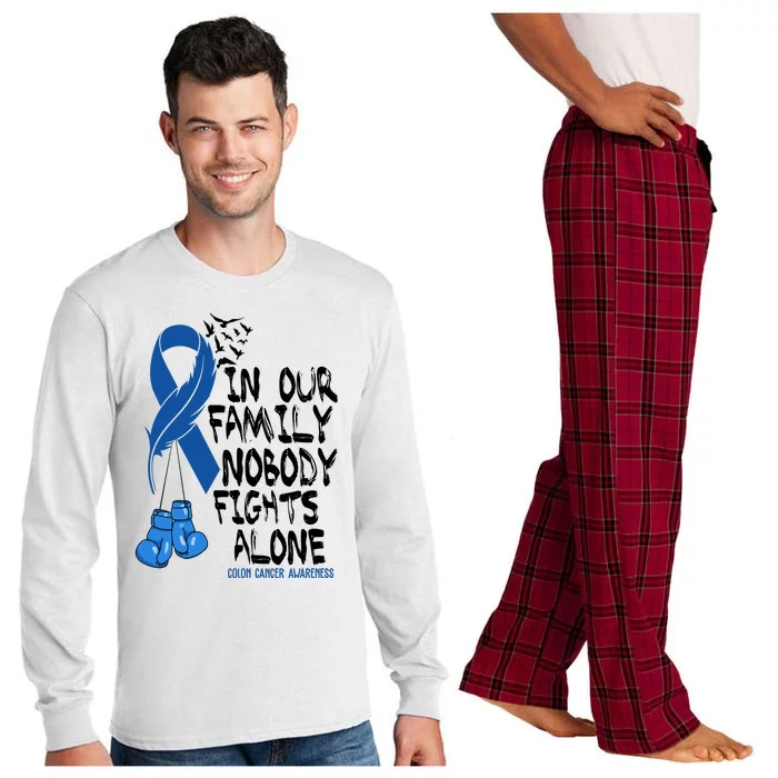 In Our Family Nobody Fights Alone Colon Cancer Awareness Long Sleeve Pajama Set