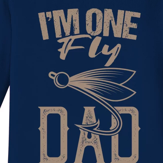 IM One Fly Dad Fly Fishing Saying Angler Fishing Dad Gift Baby Long Sleeve Bodysuit