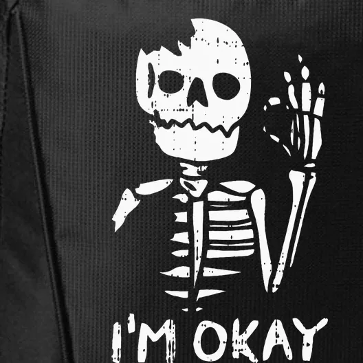 Im Okay Funny Halloween Costume Broken Skeleton Skull City Backpack