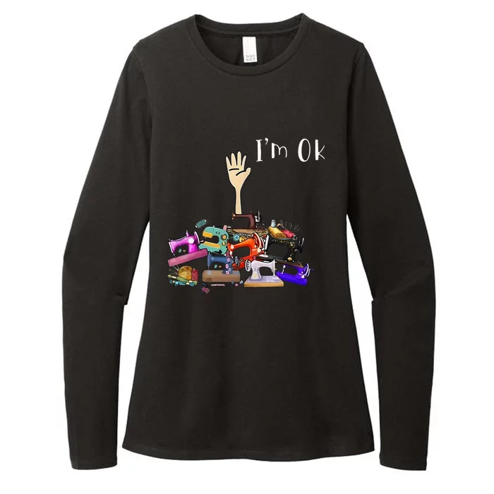 Im Ok Funny Sewing Machine For Sewing Lover Womens CVC Long Sleeve Shirt