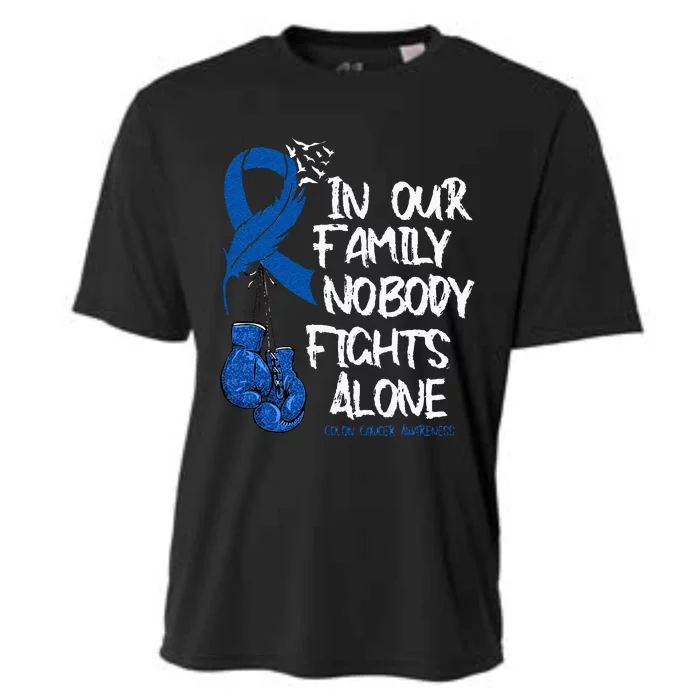 In Our Family Nobody Fights Alone Colon Cancer Awareness Cooling Performance Crew T-Shirt