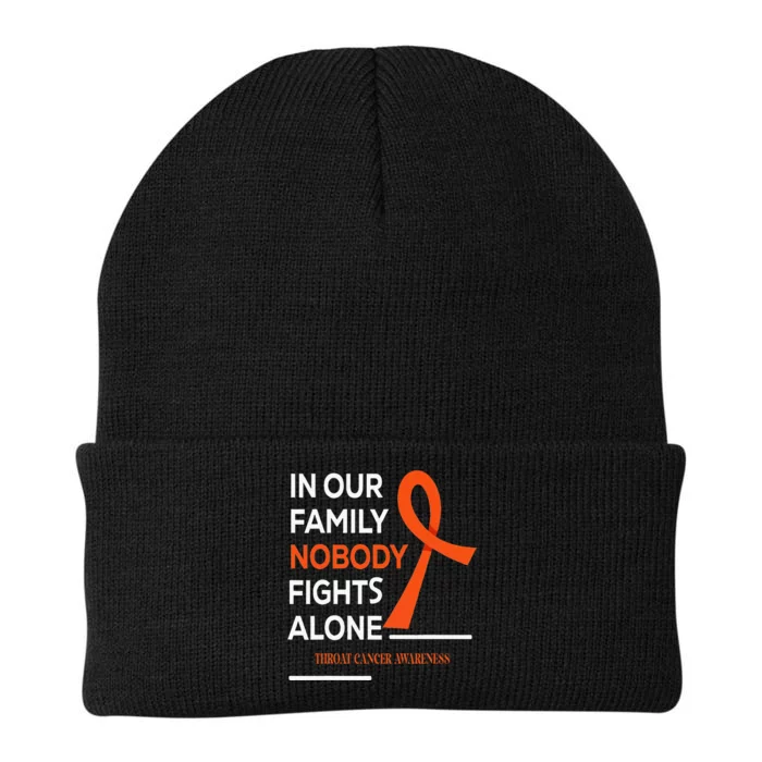 In Our Family Nobody Fights Alone Support Throat Cancer Knit Cap Winter Beanie