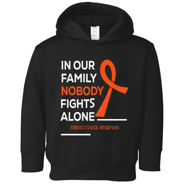 In Our Family Nobody Fights Alone Support Throat Cancer Toddler Hoodie