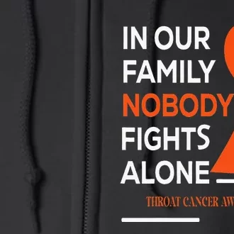 In Our Family Nobody Fights Alone Support Throat Cancer Full Zip Hoodie