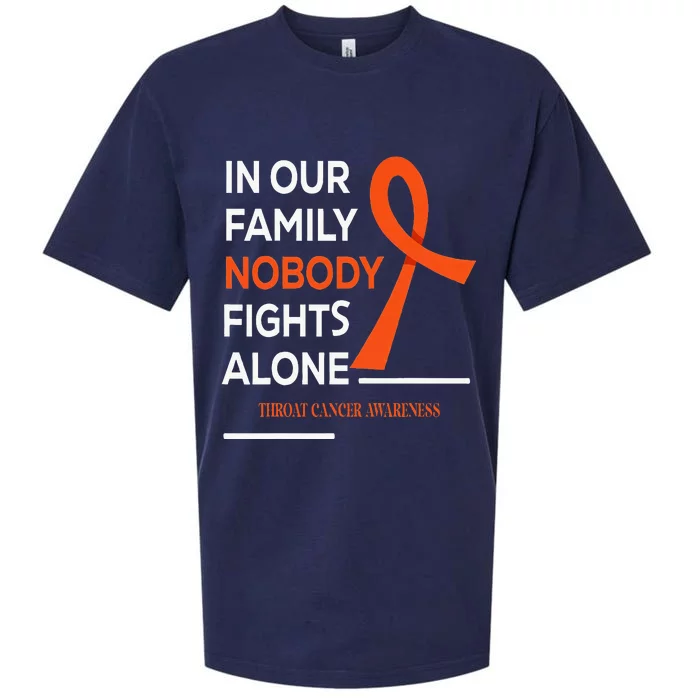 In Our Family Nobody Fights Alone Support Throat Cancer Sueded Cloud Jersey T-Shirt