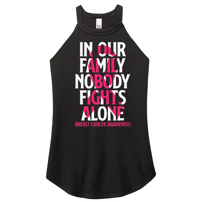 In Our Family Nobody Fights Alone Breast Cancer Awareness Women’s Perfect Tri Rocker Tank