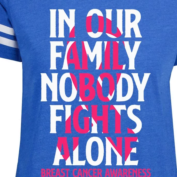 In Our Family Nobody Fights Alone Breast Cancer Awareness Enza Ladies Jersey Football T-Shirt