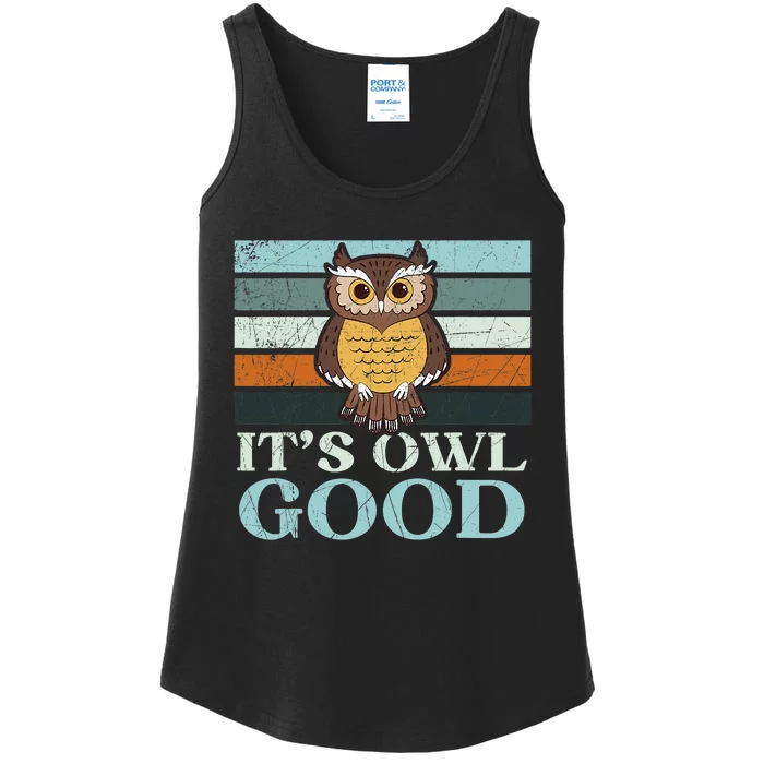 It's Owl Good Owl Lover Nocturnal Bird Owl Whisperer Retro Vintage Ladies Essential Tank