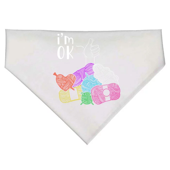 I'm Okay Gift Funny Thumbs Up Crocheting Yarn Lover Crocheter Great Gift USA-Made Doggie Bandana