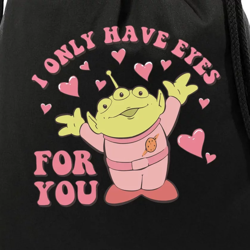 I Only Have Eyes For You Little Green Alien Valentine's Day Drawstring Bag