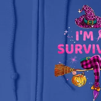 In October IM Survivor We Wear Pink Breast Cancer Full Zip Hoodie