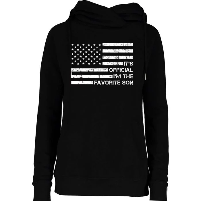 Its Official Im The Favorite Son Vintage Usa Flag Womens Funnel Neck Pullover Hood