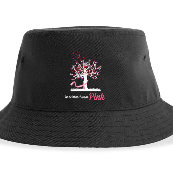 In October I Wear Pink Breast Cancer Tree Of Life Sustainable Bucket Hat