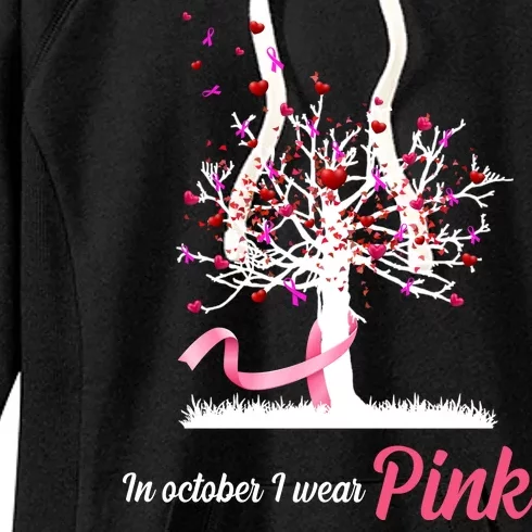 In October I Wear Pink Breast Cancer Tree Of Life Women's Fleece Hoodie