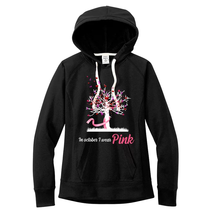 In October I Wear Pink Breast Cancer Tree Of Life Women's Fleece Hoodie