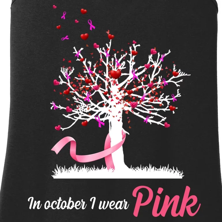 In October I Wear Pink Breast Cancer Tree Of Life Ladies Essential Tank