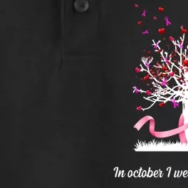 In October I Wear Pink Breast Cancer Tree Of Life Dry Zone Grid Performance Polo