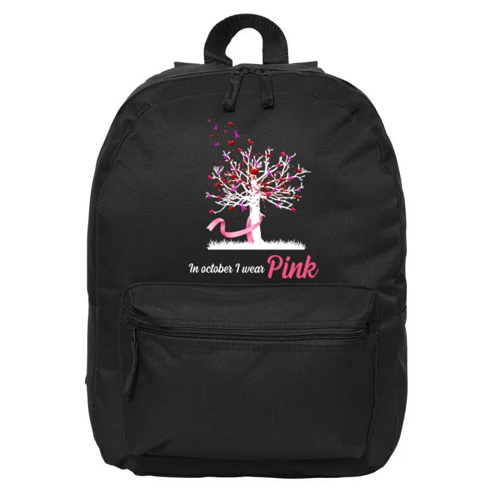 In October I Wear Pink Breast Cancer Tree Of Life 16 in Basic Backpack