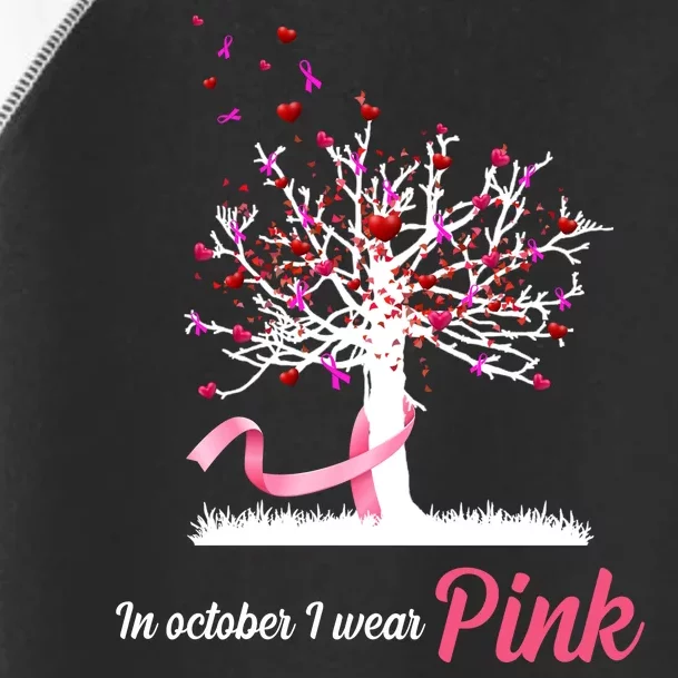 In October I Wear Pink Breast Cancer Tree Of Life Toddler Fine Jersey T-Shirt