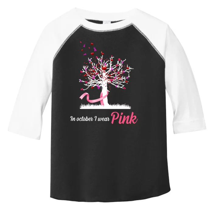 In October I Wear Pink Breast Cancer Tree Of Life Toddler Fine Jersey T-Shirt