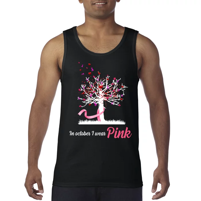 In October I Wear Pink Breast Cancer Tree Of Life Tank Top