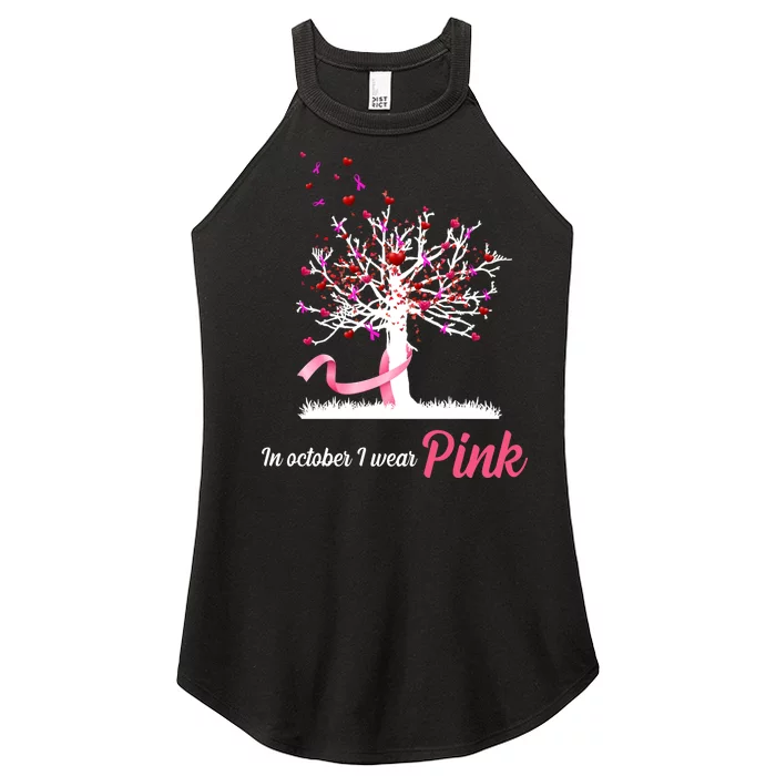 In October I Wear Pink Breast Cancer Tree Of Life Women’s Perfect Tri Rocker Tank