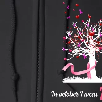 In October I Wear Pink Breast Cancer Tree Of Life Full Zip Hoodie