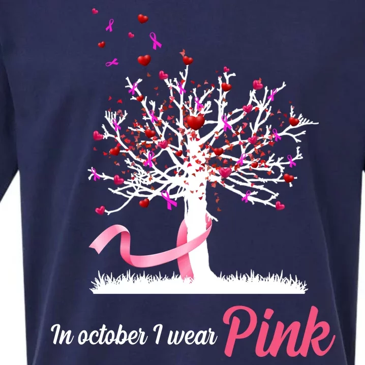 In October I Wear Pink Breast Cancer Tree Of Life Sueded Cloud Jersey T-Shirt