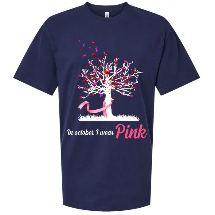 In October I Wear Pink Breast Cancer Tree Of Life Sueded Cloud Jersey T-Shirt