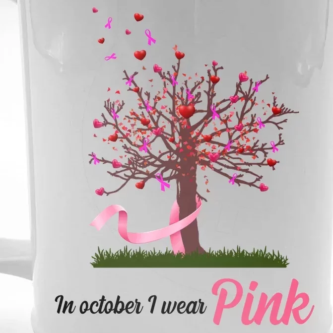 In October I Wear Pink Breast Cancer Tree Of Life Front & Back Beer Stein