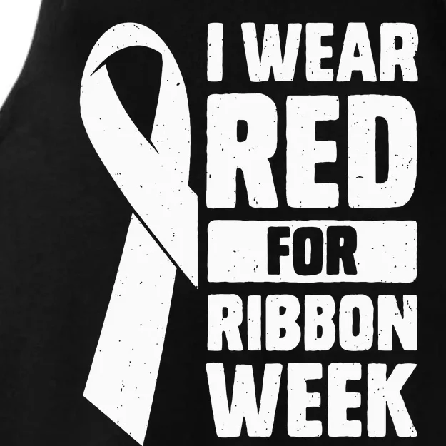 In October I Wear Red Ribbon Week Awareness Ladies Tri-Blend Wicking Tank