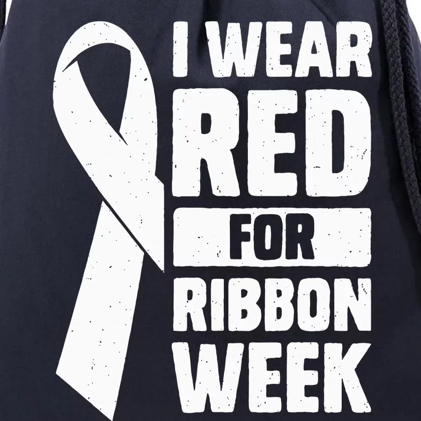 In October I Wear Red Ribbon Week Awareness Drawstring Bag